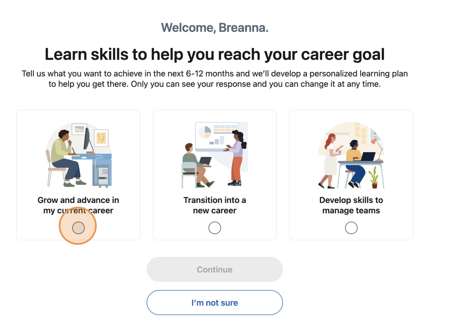 Screenshot of LinkedIn Learning goal set page